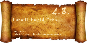 Lokodi Boglárka névjegykártya